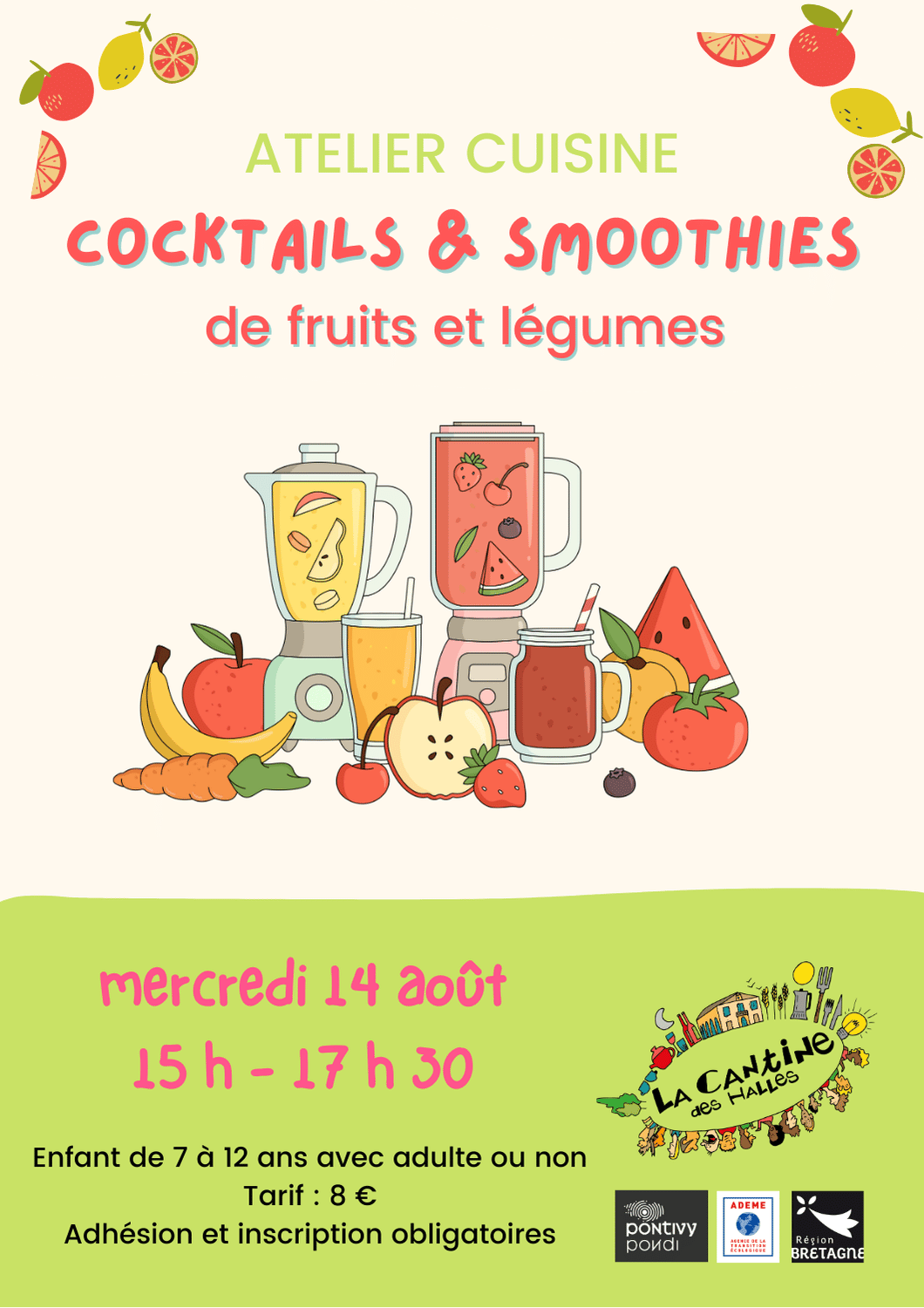 Atelier enfants : cocktails et smoothies de fruits et légumes