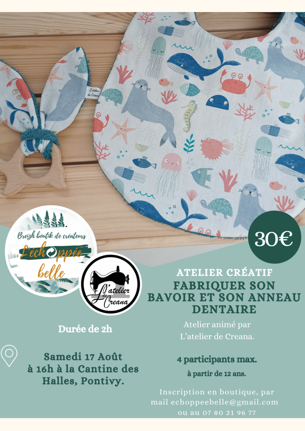 Atelier couture : Bavoir et anneau de dentition