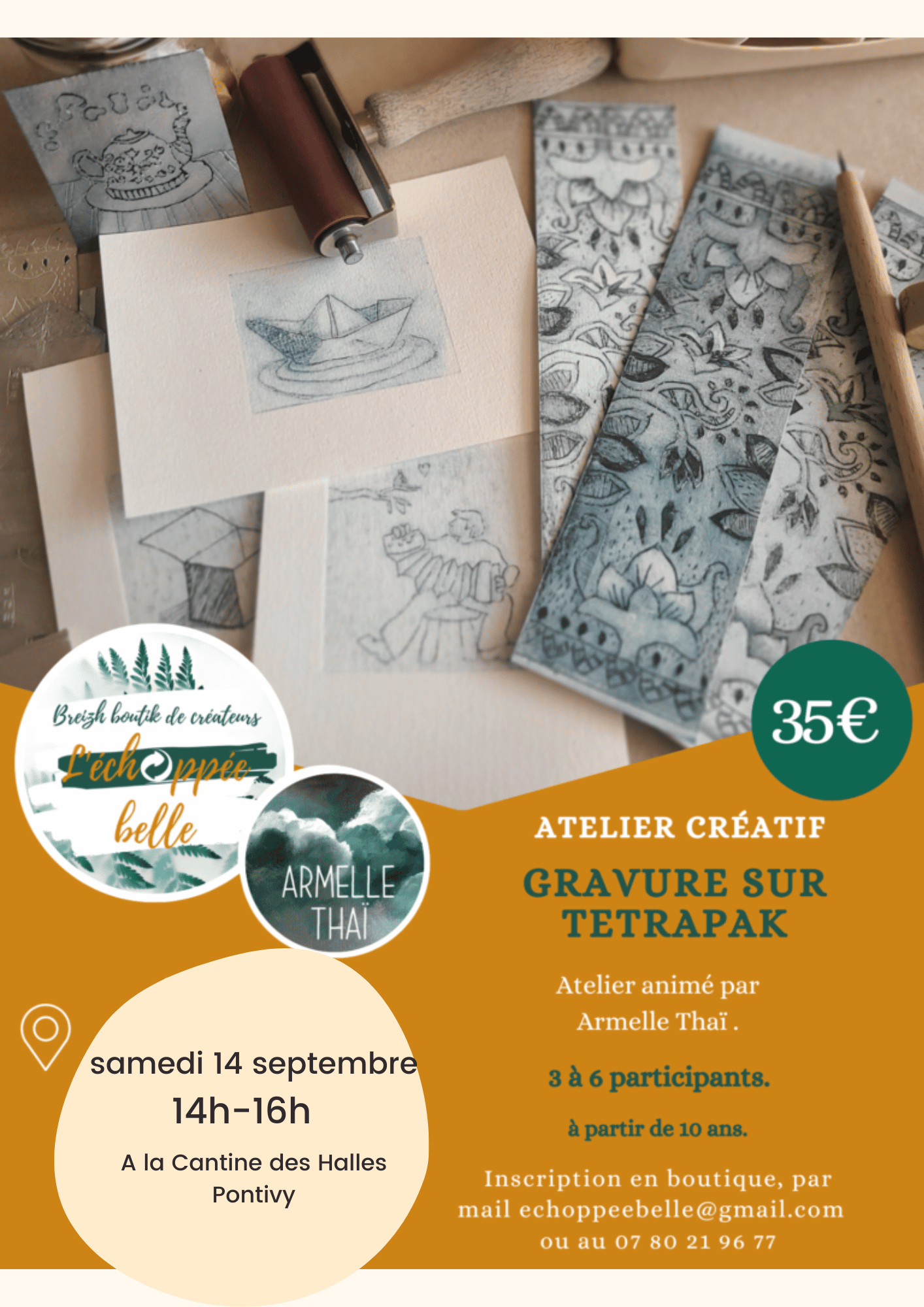 Atelier : gravure sur Tetrapak