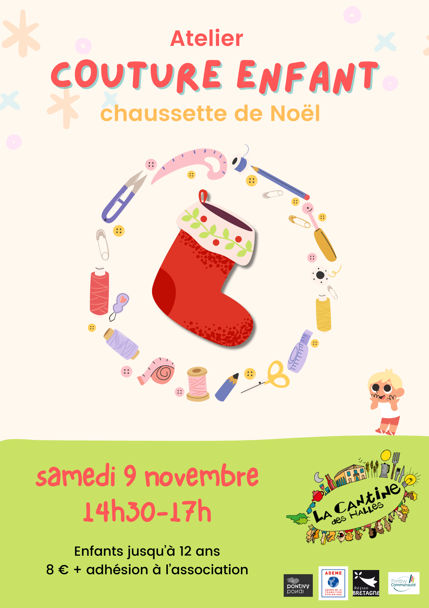 Atelier couture enfant : chaussette de Noël