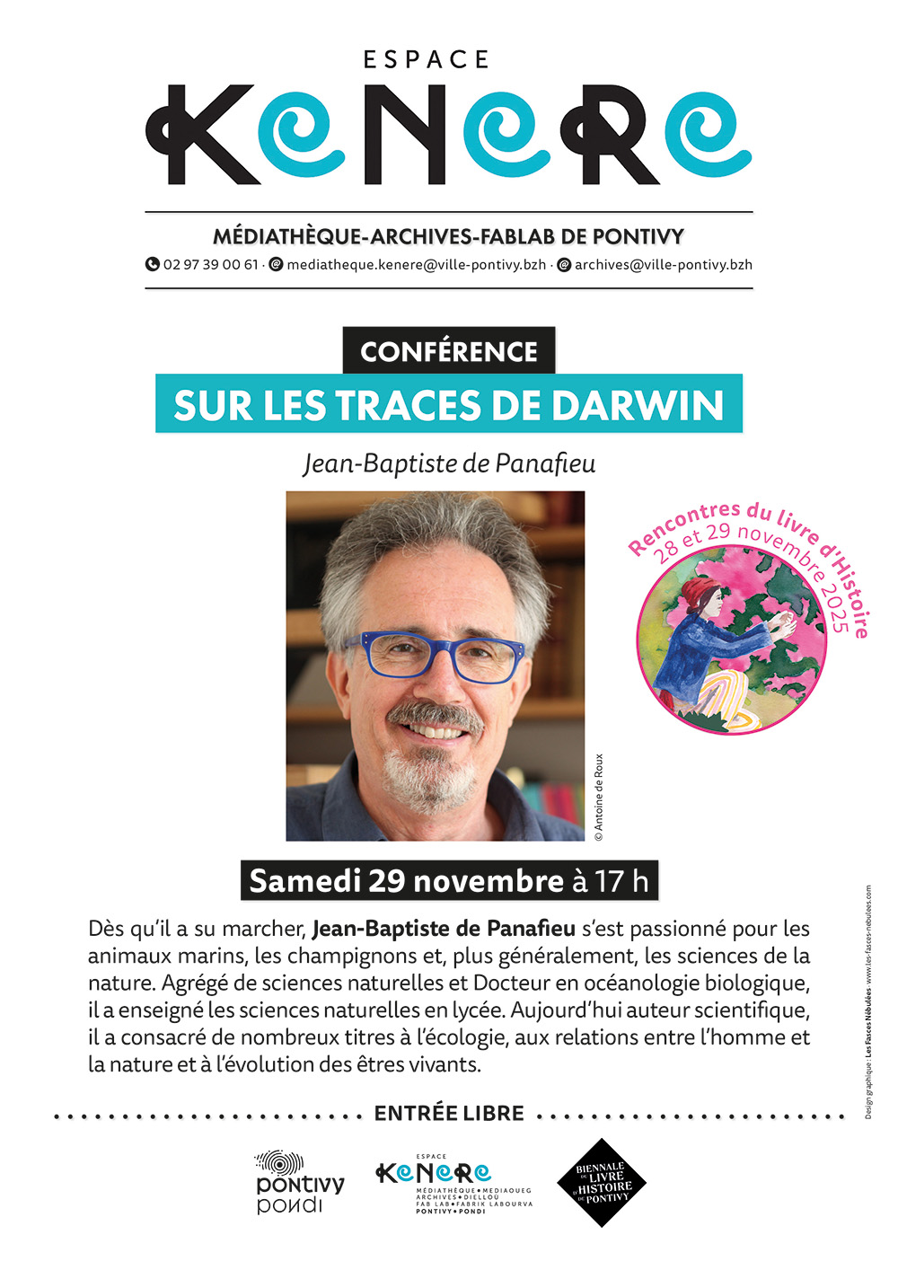 « Sur les traces de Darwin » . Conférence par Jean-Baptiste de Panafieu