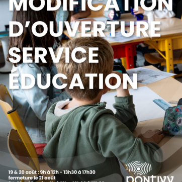 Modification des horaires d’ouverture du service éducation